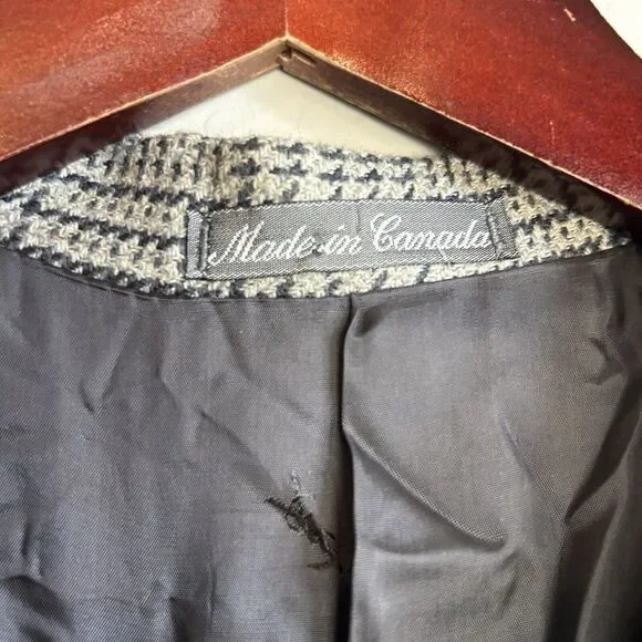 Vintage Yves Saint Laurent YSL Mens 40R Blazer Black Gray Sport Coat 2 Button - Picture 5 of 11